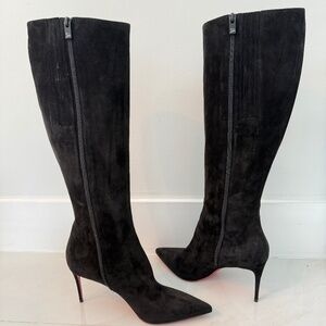 Christian Louboutin Kate 85mm Black Suede Knee Boots Size 42